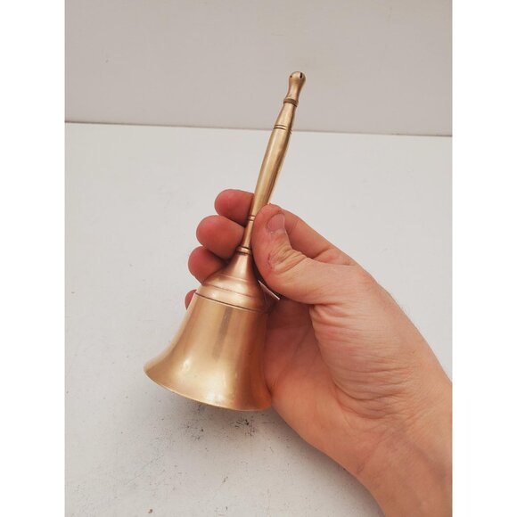 Vintage Brass Hand Bell - Handheld Solid Brass Bell with Charming Tone - Home - Picture 9 of 10
